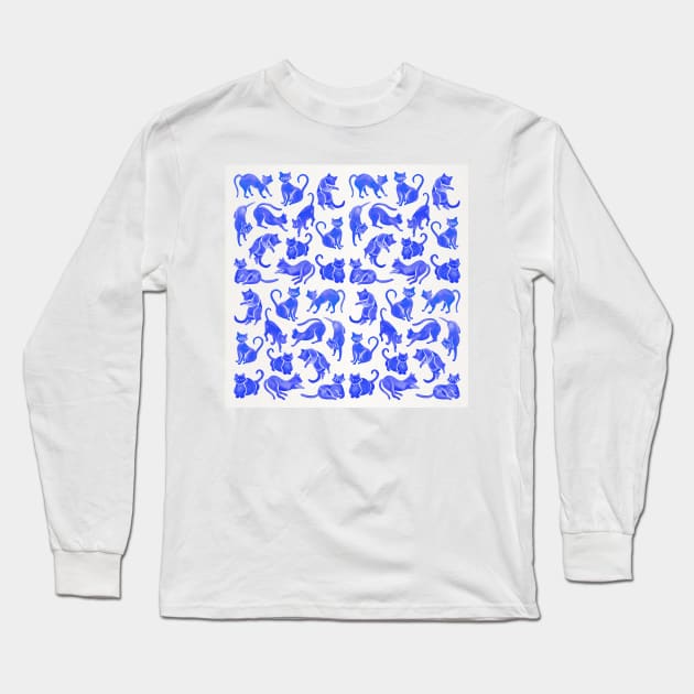 blue cat positions Long Sleeve T-Shirt by CatCoq